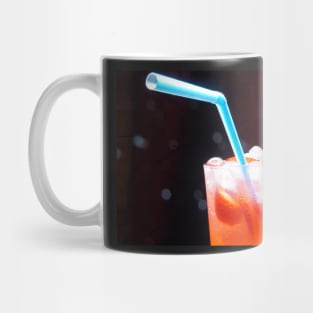 Refreshing Strawberry Drink with Blue Straw Mug